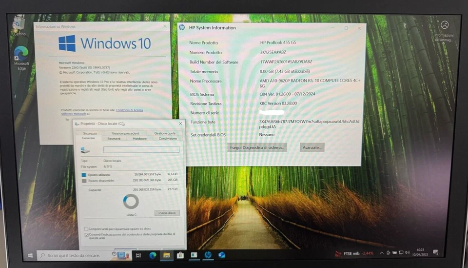 HP Probook 455 G5 AMD A10 9620P, 8GB RAM, 256GB HDD.  FHD, Win 10 Pro - Immagine 2 di 4