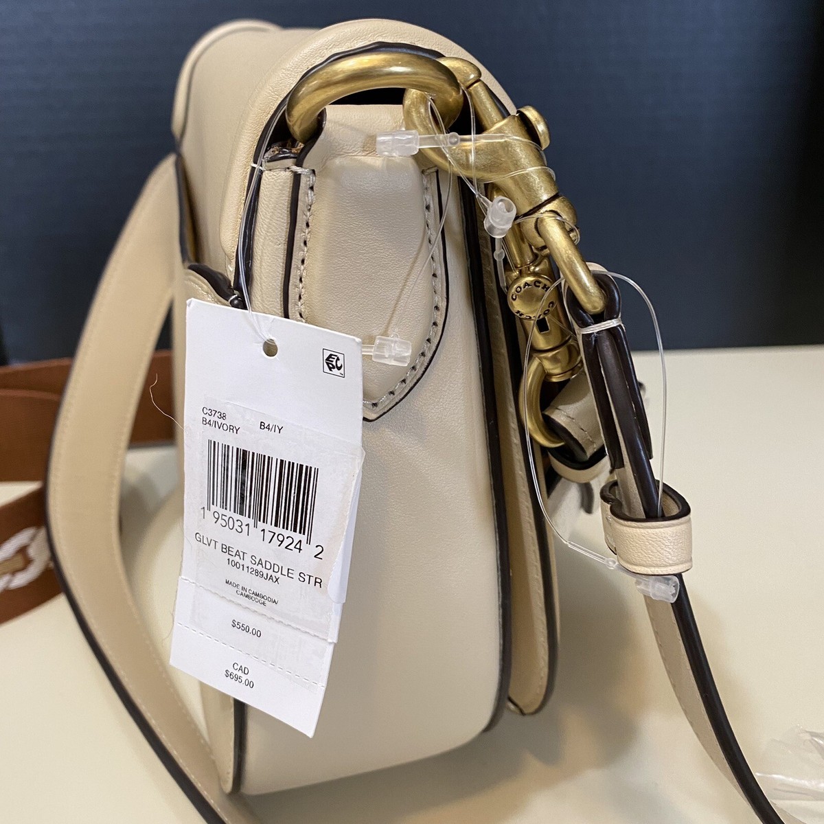 Coach Beat Saddle Bag Crossbody IVORY Leather TWO STRAPS NEW $550 