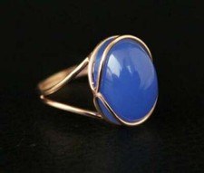 Blue Chalcedony Ring,Rose Gold Ring,Boho Designer Ring,925 Sterling Silver Ring