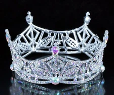 Miss America Crown Clear Austrian Rhinestone Hair Tiara Pageant T1299A White AB
