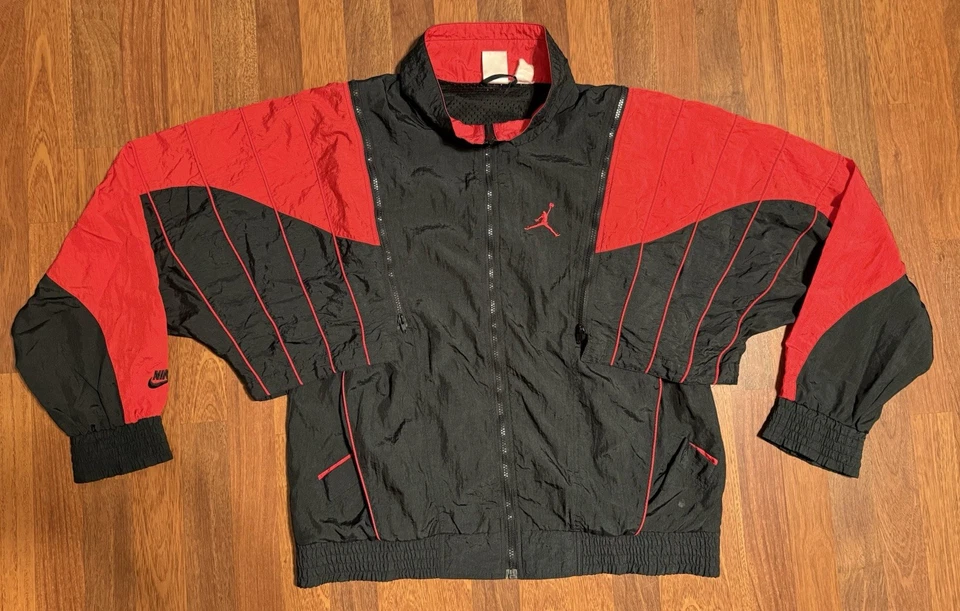 Vintage 1980s Nike Air Jordan Flight Jacket Vest Black Red Size Large Numbered - Image 3 of 4