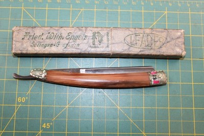 Vintage F.W. Engels Leader Straight Razor Solingen Germany - Celluloid Handle