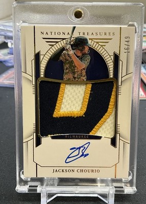 JACKSON CHOURIO /49 RPA ON CARD AUTO - 2024 Panini National Treasures BREWERS
