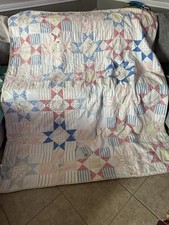 Cutters Handmade cotton quilt with Ohio Star and square block & Canvas Back