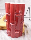 Red Wing Pottery MCM 1950's Bamboo Vase  Red and Grey Interior 7.5" USA