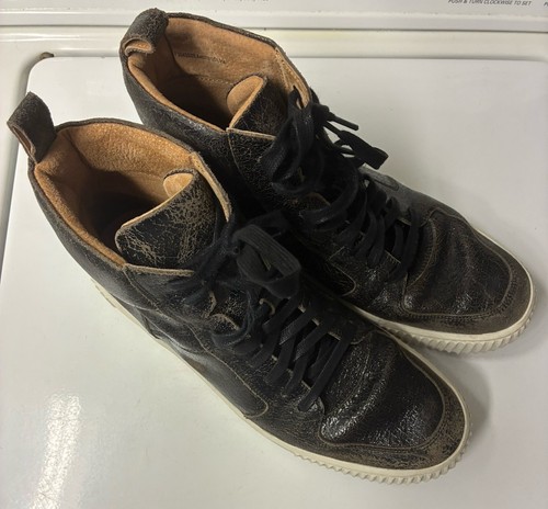 John Varvatos Star USA Sneakers Brown/Black Leather High Top Size 9 - Picture 2 of 5