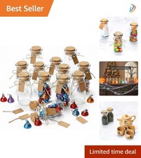 12 Mini Glass Bottles with Cork Lids - Perfect for Halloween D cor  Crafts