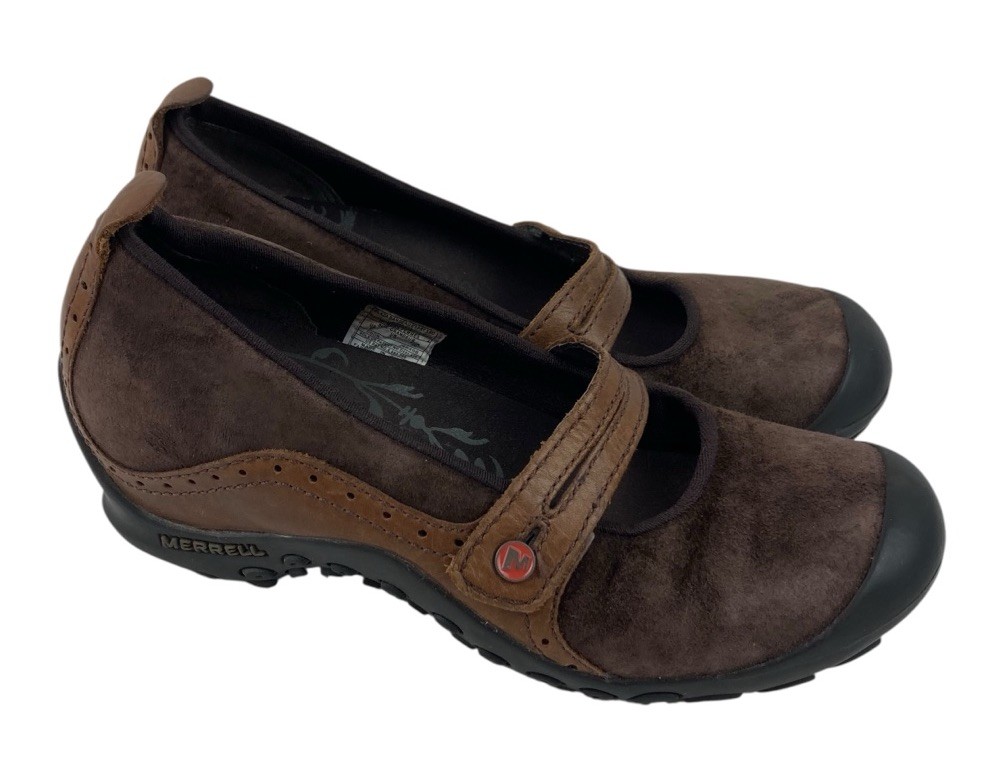 Scarpe a fascia Merrell Plaza donna taglia 6 pelle marrone Mary Jane comode attive