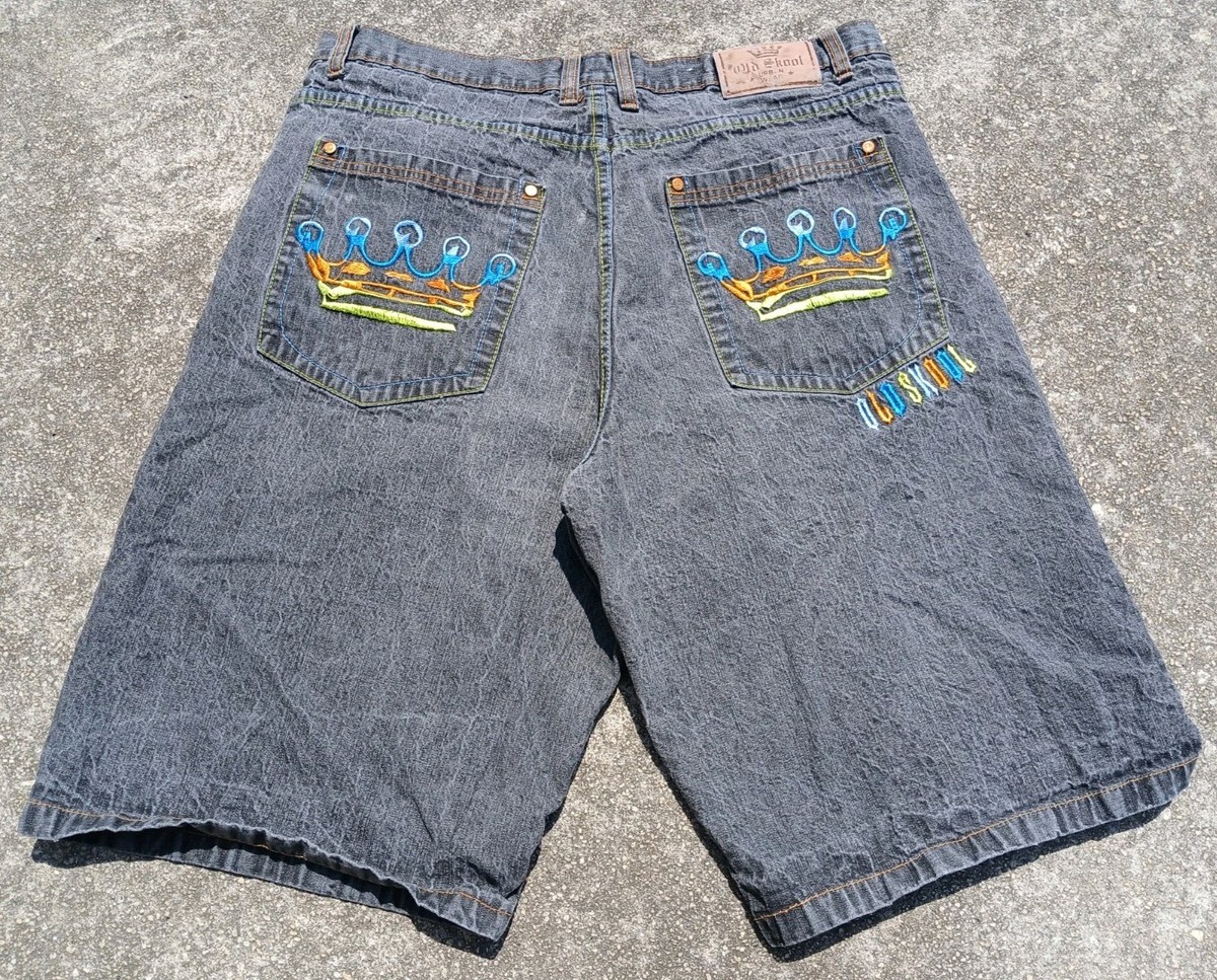 Vintage Old Skool Y2K Wide Leg Baggy Skater Grunge Denim Shorts