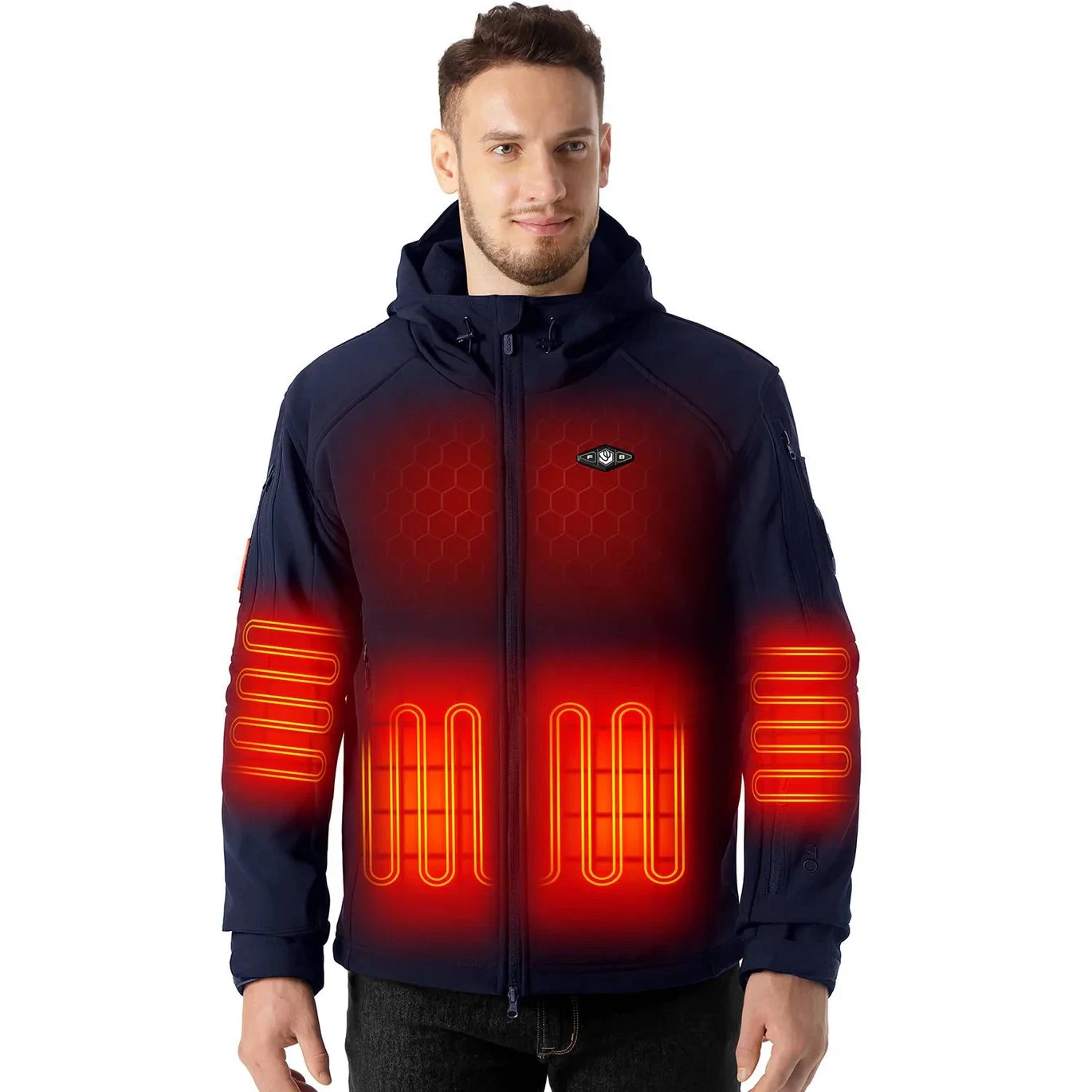 Wasoto - NAVY Heated & Hooded Zip Up Jacket - Adult LARGE - Brand New - Heated - product detail image 1