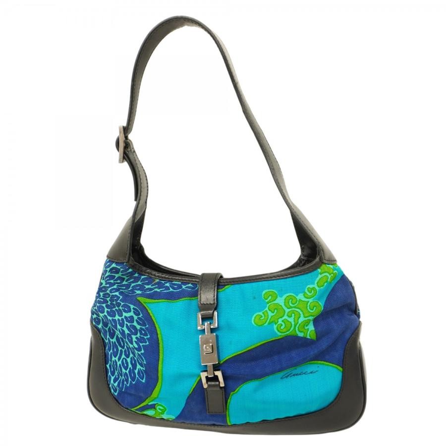 GUCCI Jackie 001 9735 Nylon Handbag in Blue Green Black