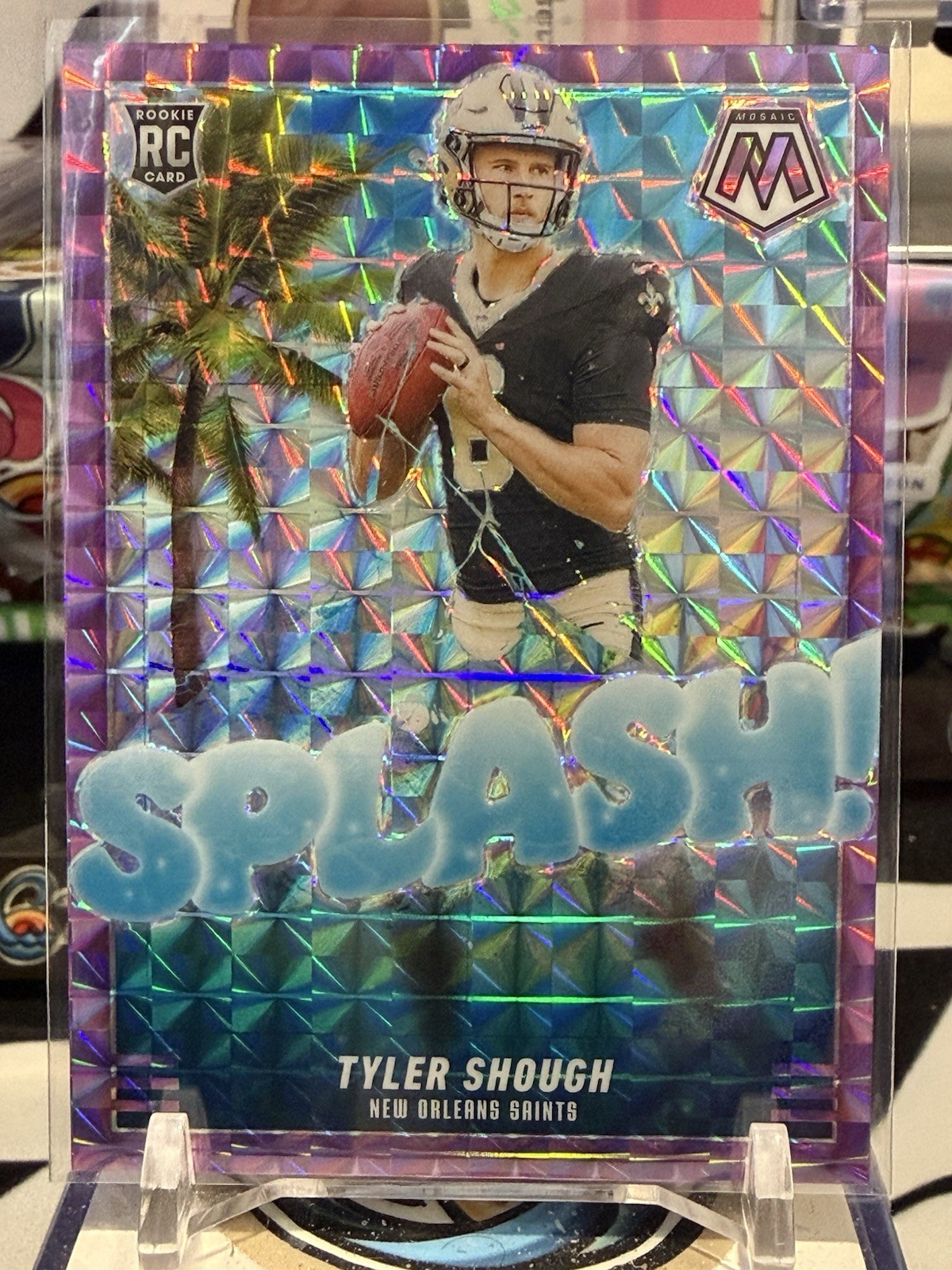 TYLER SHOUGH 2025 MOSAIC SPLASH! ROOKIE PURPLE MOSAIC SAINTS RC /49 TZ