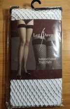 Leg Avenue White Industrial Fishnet Thigh Highs 9036 O/S One Size Fits Most