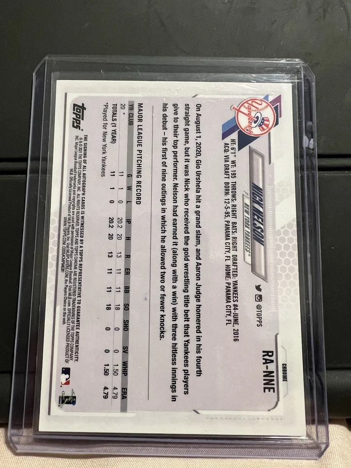 2021 Topps Chrome - Rookie Autographs Nick Nelson #RA-NNE (AU, RC) - Image 2 of 2