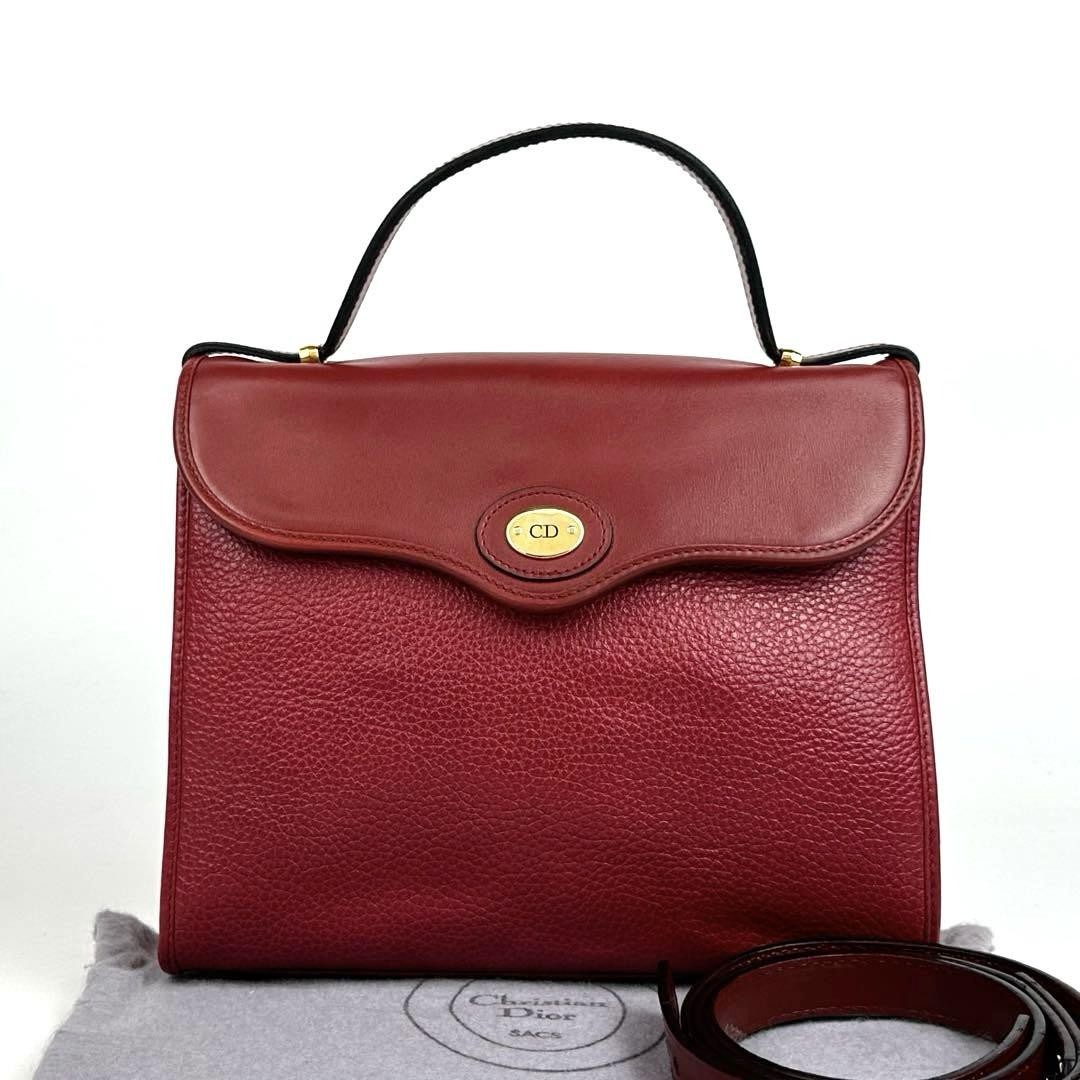 Dior 2Way Handbag Red Leather Gold Hardware CD Logo New