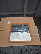 Retro Wall Mirror With A Etched Hotrod 68x68cm Man Cave