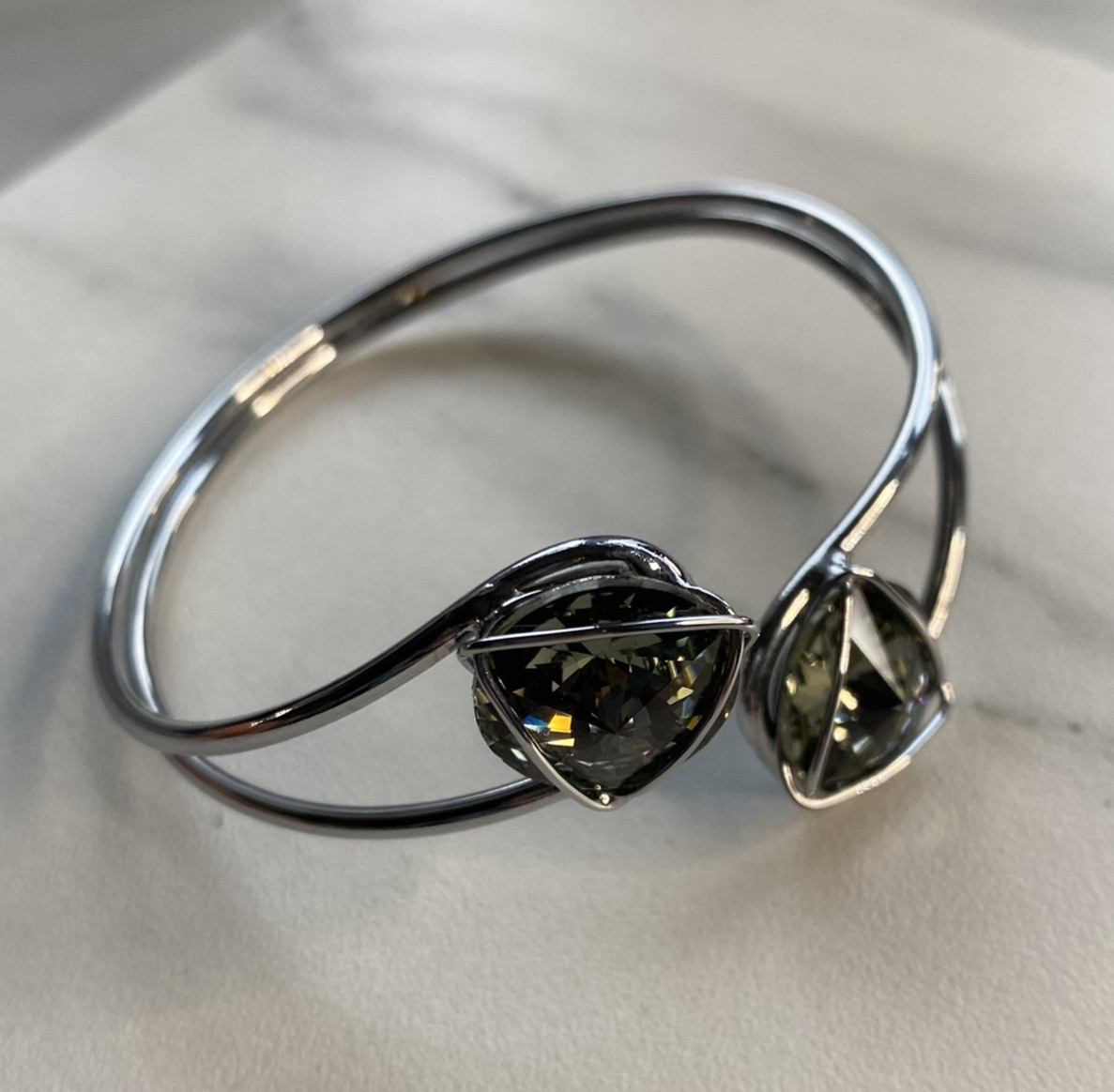 Solid Bracelet Cuff Made With Swarovski Crystal S… - image 1