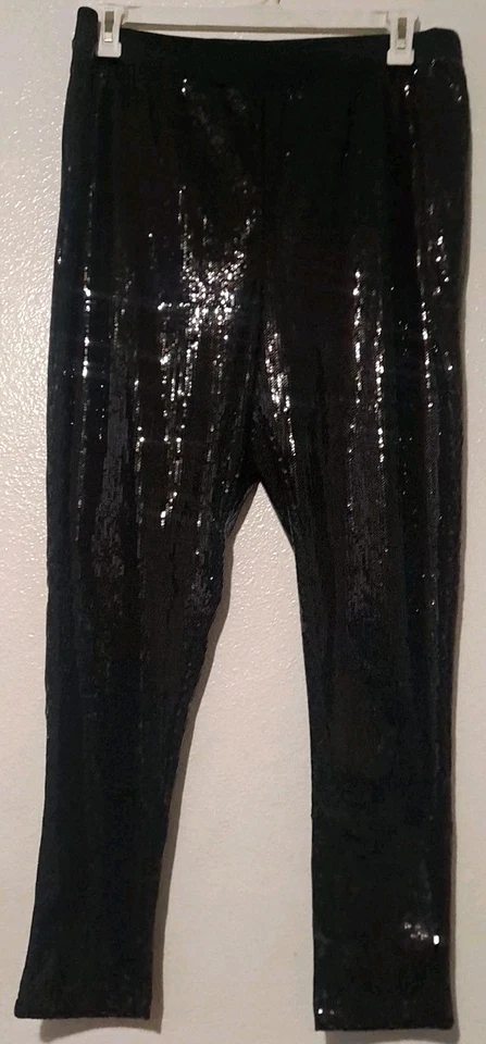 Pantalones elásticos de lentejuelas Roaman's cintura elástica talla 18/20 negros brillantes Foto 2 de 4