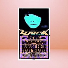 Bj&ouml;rk, DJ Aphex Twin & Coba Concert Poster Flyer (August 5, 1995 - Detroit, MI)
