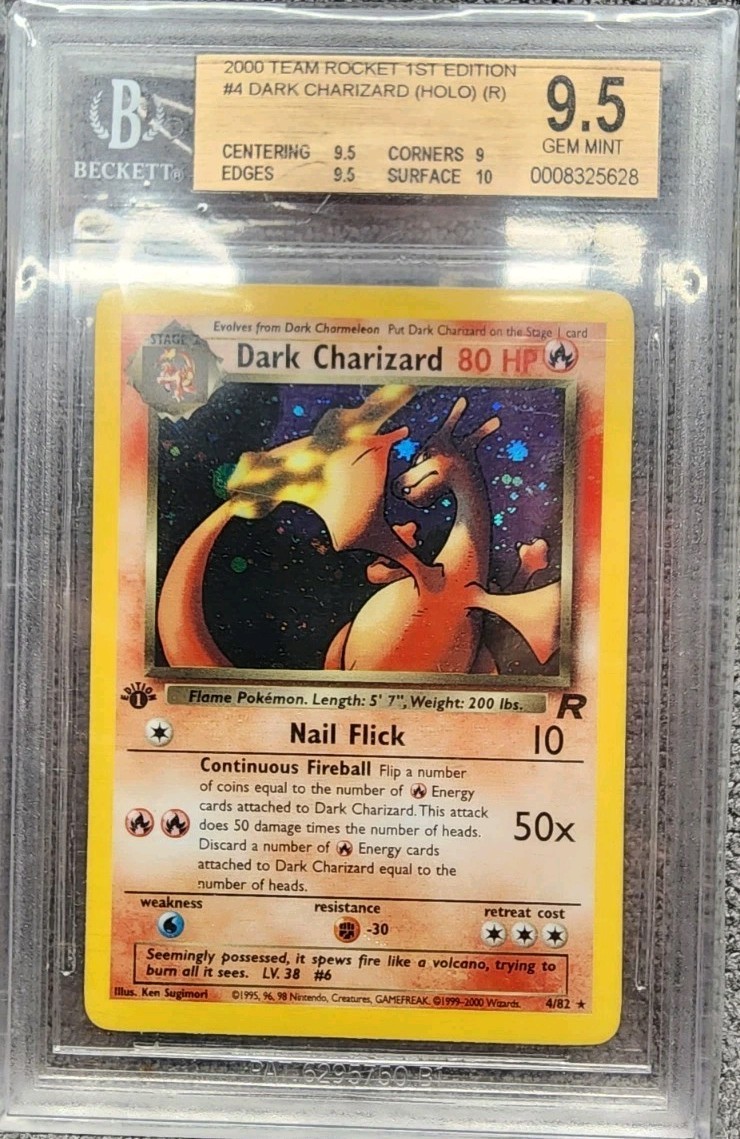 2000 Pokemon Team Rocket 1st Edition #4 Dark Charizard Holo R BGS 9.5 GEM MINT