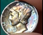1944-P 10C Mercury Dime TONED RAINBOW - video- AU Sharp Details! (#8406)