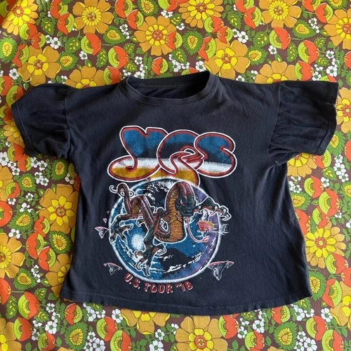 70s Yes Band On Tour Double Sided Parking Lot T 1970s vintage concert t-shirt, vintage, single stitch, B+ condition