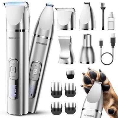 4 in 1 Dog Grooming Kit with LCD Display, Dog Hair Trimmer for Paw Nail Grinder