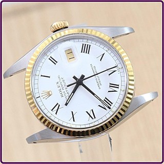 Rolex Uomo 16013 18K/SS BUCKLY BIANCO Quadrante Romano Datejust Automatico REVISIONATO