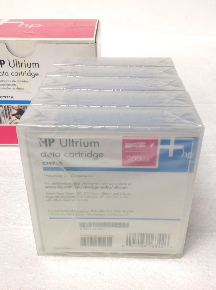Box with 5 NEW HP C7971A Ultrium 200GB LTO-1 RW Tape Data Cartridge Storage - Image 4 of 4