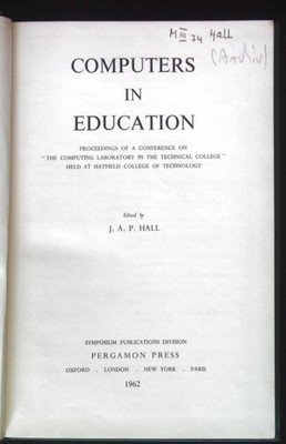 Computers in Education. International Tracts in Computer Science and Technology 