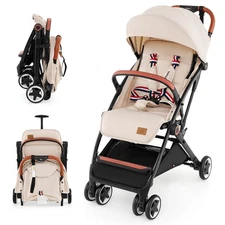 Babyjoy Lightweight Baby Stroller Aluminium Frame w/ Net for Travel Beige
