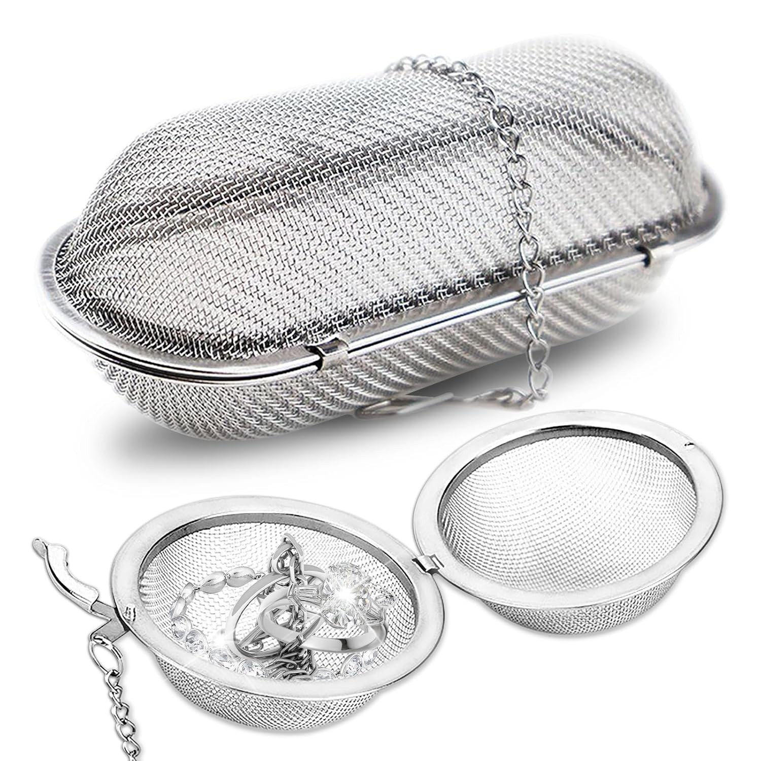 2Pcs Stainless Steel Small Parts Jewelry Cleaning Basket – Durable & Ideal for Accessories