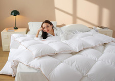 Puffy White Feather Comforter Oversize King with Feathers down Fiber Filled