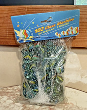 Vintage Bag of 102 Glass Catseye Marbles Set W 100 Regular  2 Shooters