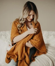 Indi by Organic Muslin Nursing Cover – Fairtrade Shawl-Style Breastfeeding Co...