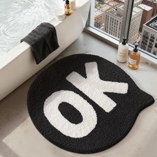Cute Black OK Rugs Bathroom 24x24 Inch Funny Area Non Slip Absorbent Mat