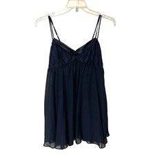 Vintage Babydoll Cami Lingerie Womens Medium Satin Trim Chiffon NIghtgown Y2K