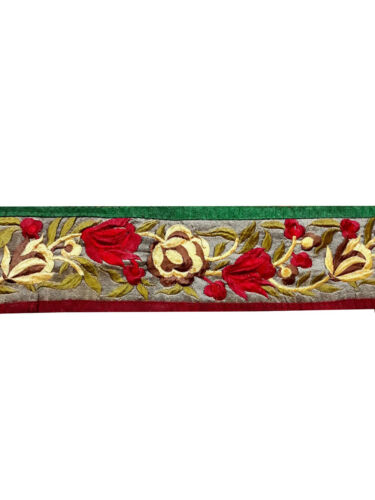 Vintage Saree Border India Decorative Trim Antique Embroidered Ribbon Silk Sari - Picture 2 of 8
