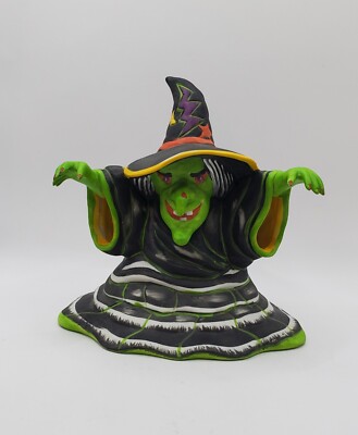 Vintage Witch Candle Holder Figurine Ceramic Halloween Decoration 6.25 inch Tall