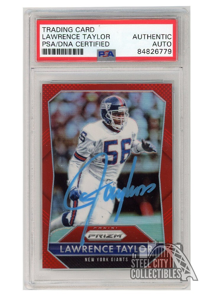 Lawrence Taylor 2015 Panini Prizm Red Autograph Card #56 PSA/DNA (Light Blue)
