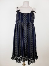 Anna Sui black lace babydoll sundress with silver metallic thread Size 6