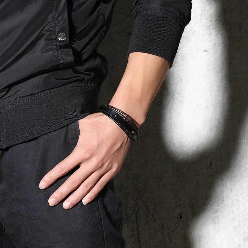 Mens leather medical alert bracelet deals
