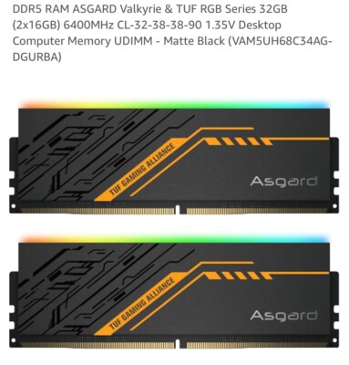 アスガルド（Asgard）32GB（16GB×2）DDR5 6400 ASUS TUF Asgard Valkyrie DDR5 6400 32GB (16GBx2) Gaming U