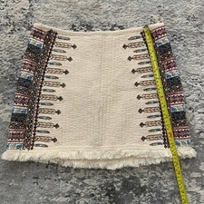VTG Y2K Zara Trafaluc Fringe Mini Skirt M Southwestern Aztec Boho Chic M Hippie