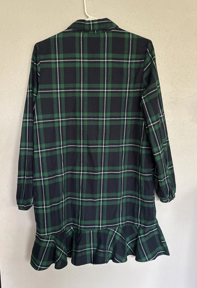 Vestido Mayoral Verde Azul Marino A Cuadros Niñas 16 Vacaciones Franela Volantes Manga Larga Foto 4 de 4