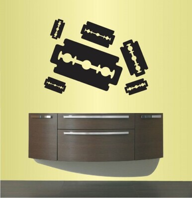 Barber Razor Sticker Vinyl Decal Razor Blades Barber Shop Wall Art Sticker Any Room Mural ...