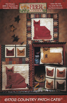 Fiber Mosaics Quilt Pattern Country Patch Cats 61702 Quilt, Table Runner, Pillow