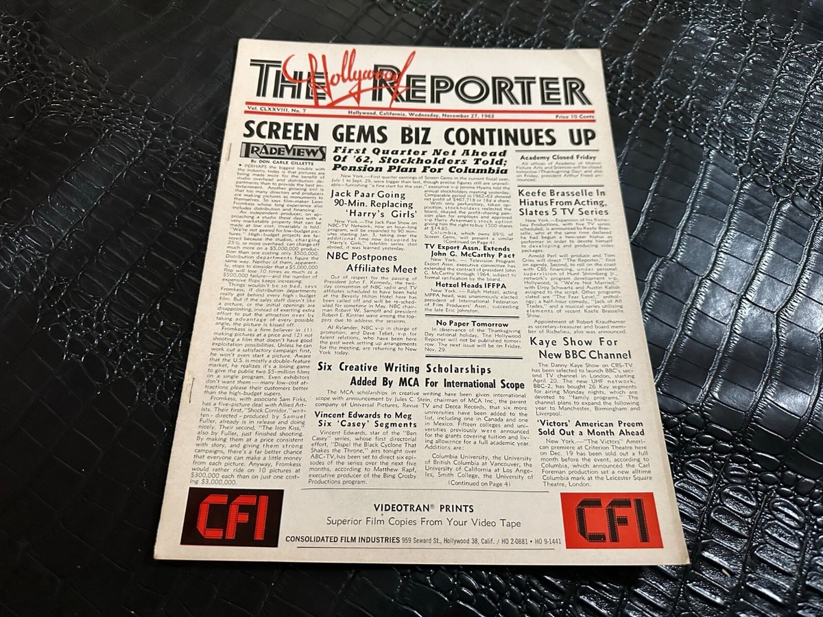 NOVEMBER 27 1963 HOLLYWOOD REPORTER movie magazine SCREEN GEMS BIZ 