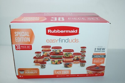 Rubbermaid Easy Find Lids 38 Piece Set of Plastic Food Containers & Lids Red NEW