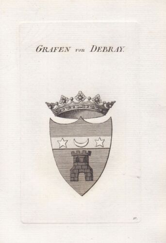 Debray Emblem Coat Of Arms Heraldry Approx. 1820 Copperplate Geneology - Picture 1 of 1